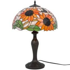 Sklep Kaja Efektowna lampka stołowa ze słonecznikami K-G16814 z serii SUNFLOWER* Tradycyjne Lampki Stołowe|Lampki Stołowe Retro