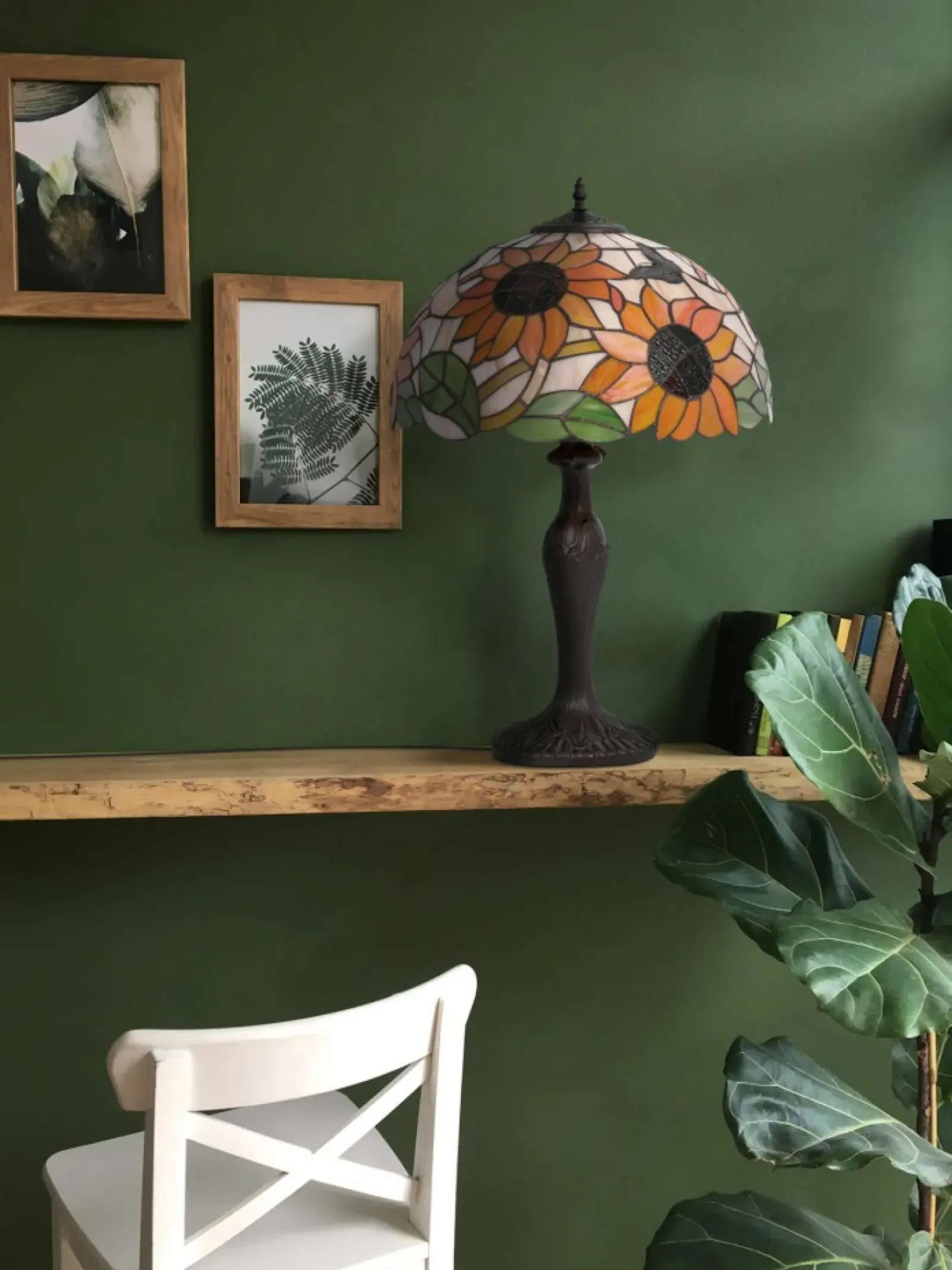 Sklep Kaja Efektowna lampka stołowa ze słonecznikami K-G16814 z serii SUNFLOWER* Tradycyjne Lampki Stołowe|Lampki Stołowe Retro