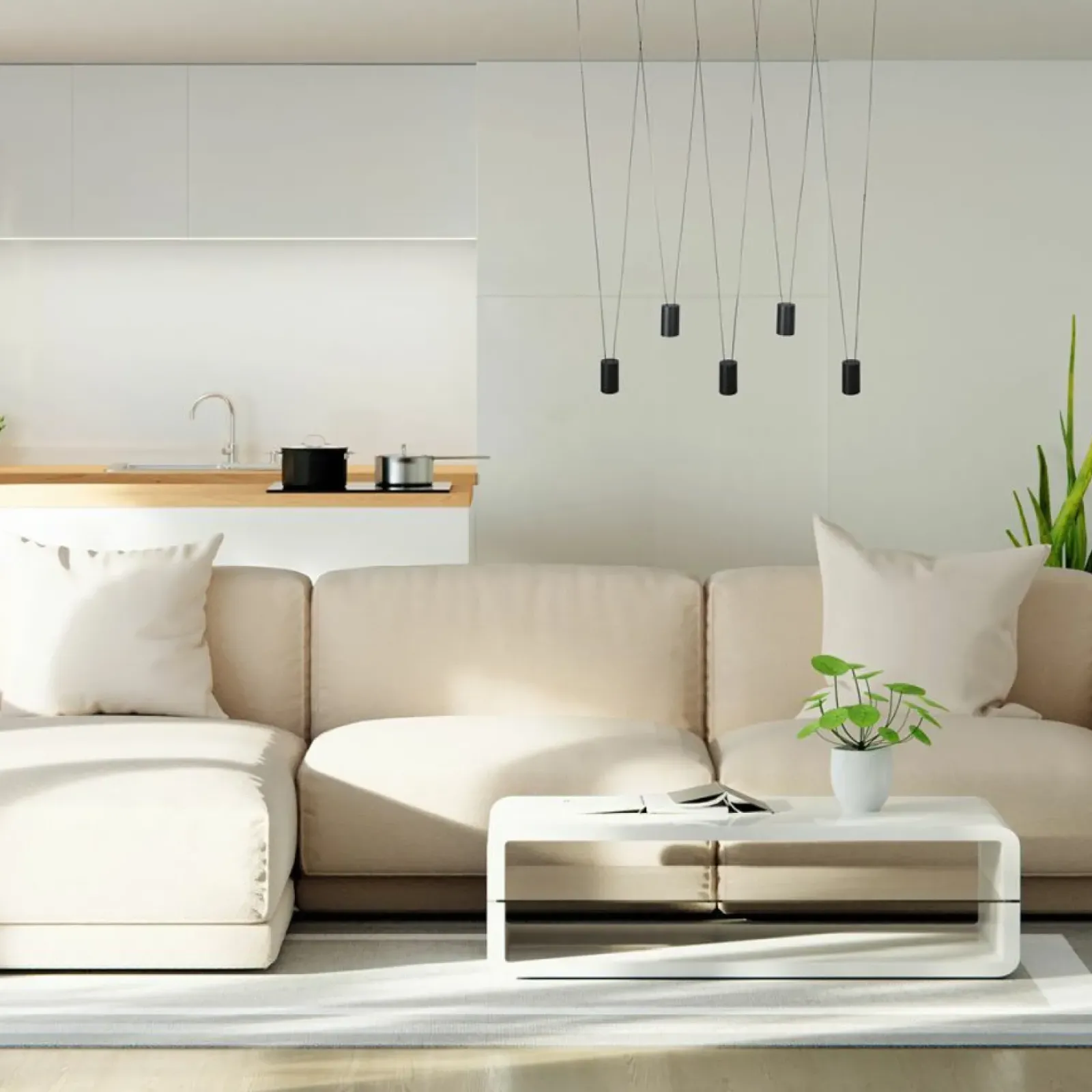 Sklep Kaja Efektowna, liniowa lampa wisząca z tubami LP-432/5P BK TOLEDO | Kaja Sale