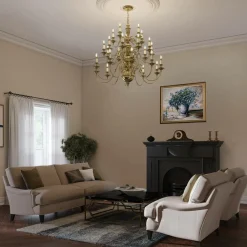 Sklep Kaja Efektowny żyrandol, złoty kolor HK-CAMBRIDGE25 z serii CAMBRIDGE* Randole Tradycyjne