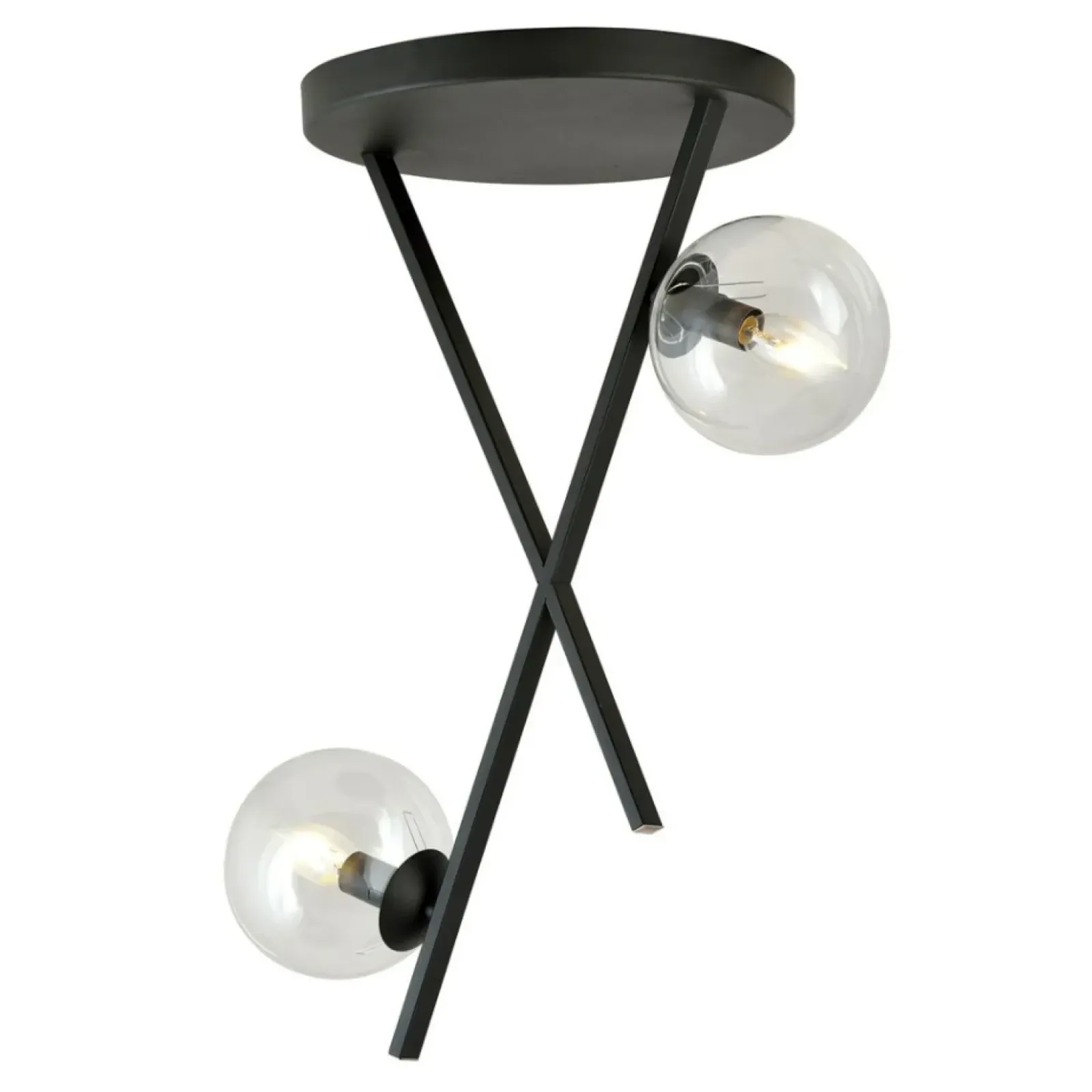 Sklep Kaja Eklektyczna lampa - dwa transparentne klosze 1195/2 z serii RIVER czarny Discount