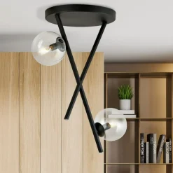 Sklep Kaja Eklektyczna lampa - dwa transparentne klosze 1195/2 z serii RIVER czarny Discount