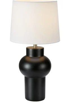 Sklep Kaja Elegancka, czarno-biała lampka z abażurem 108449 z serii SHAPE | Kaja* Nowoczesne Lampki Stołowe