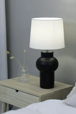 Sklep Kaja Elegancka, czarno-biała lampka z abażurem 108449 z serii SHAPE | Kaja* Nowoczesne Lampki Stołowe