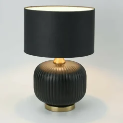 Sklep Kaja Elegancka, czarno-złota lampka stołowa LP-1515/1T SMALL z serii TAMIZA* Lampki Stołowe Z Abażurem|Nowoczesne Lampki Stołowe