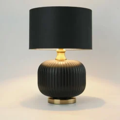Sklep Kaja Elegancka, czarno-złota lampka stołowa LP-1515/1T SMALL z serii TAMIZA* Lampki Stołowe Z Abażurem|Nowoczesne Lampki Stołowe