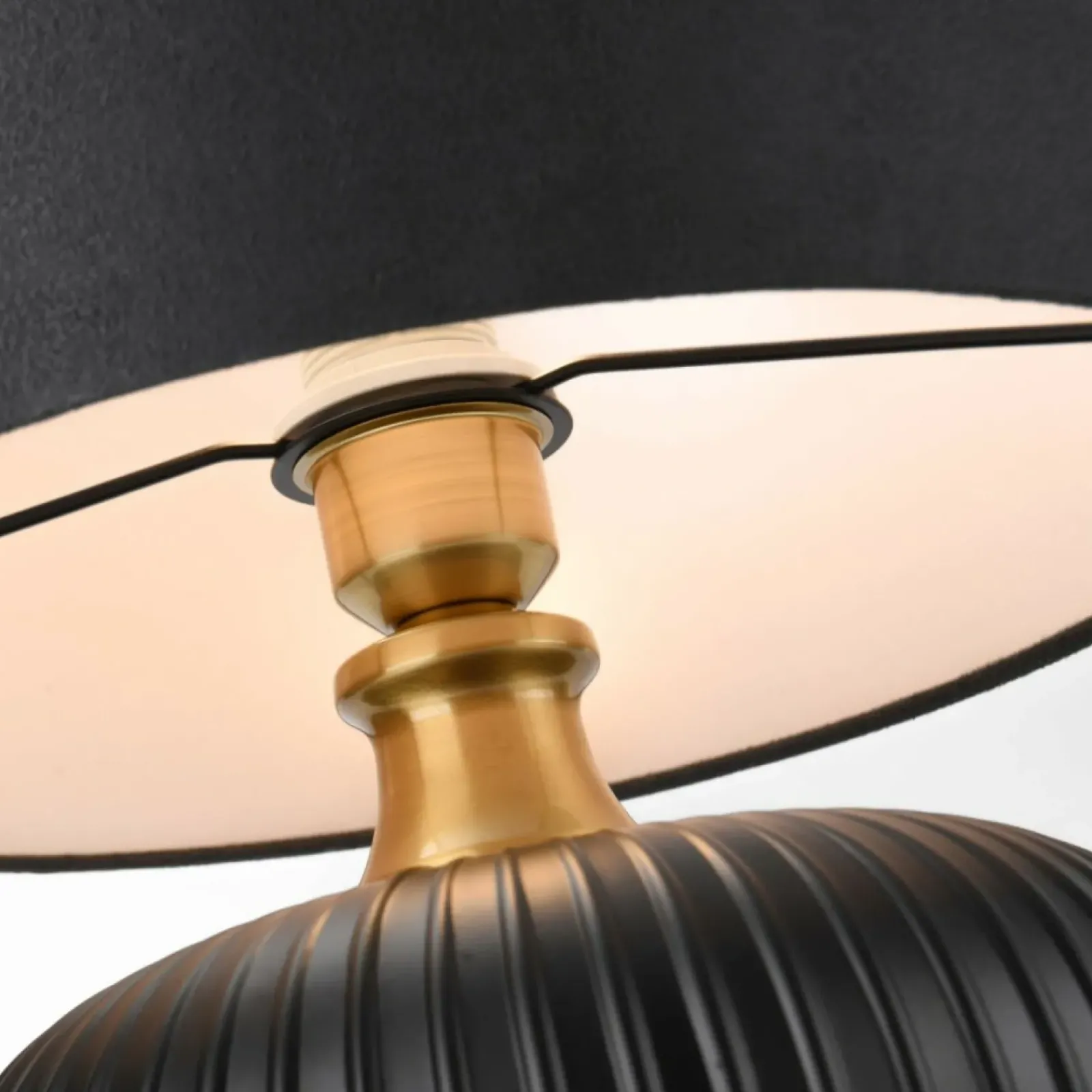 Sklep Kaja Elegancka, czarno-złota lampka stołowa LP-1515/1T SMALL z serii TAMIZA* Lampki Stołowe Z Abażurem|Nowoczesne Lampki Stołowe
