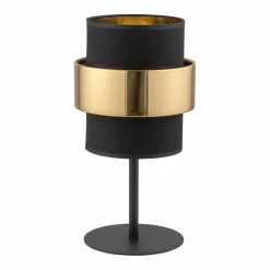 Sklep Kaja Elegancka, czarno-złota lampka nocna TK 4705 z serii CALISTO NEW* Lampki Stołowe Z Abażurem|Nowoczesne Lampki Stołowe
