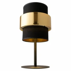 Sklep Kaja Elegancka, czarno-złota lampka nocna TK 4705 z serii CALISTO NEW* Lampki Stołowe Z Abażurem|Nowoczesne Lampki Stołowe