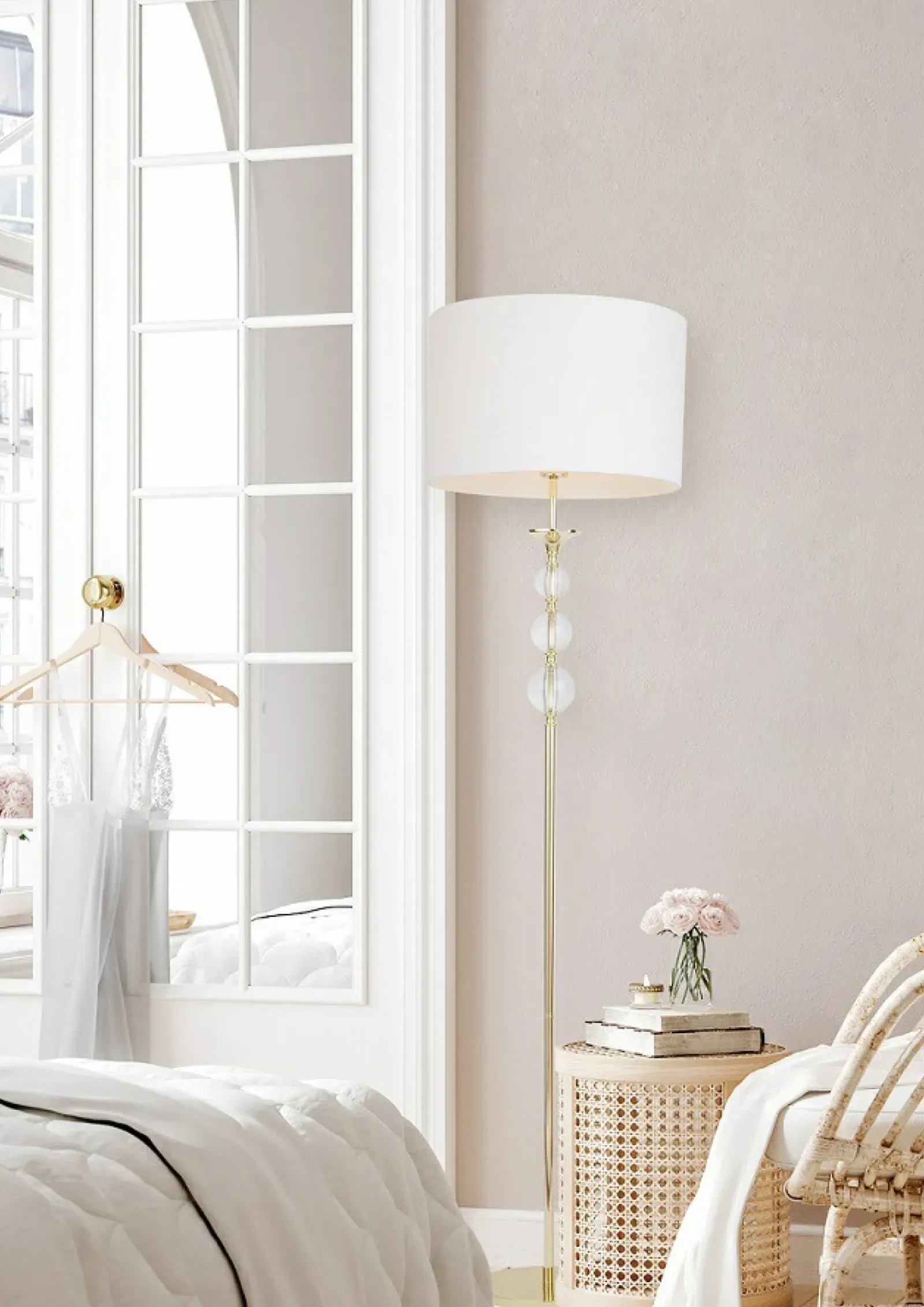 Sklep Kaja Elegancka lampa stojąca do stylowej sypialni RLL93163-1GW - REA II* Lampy Podłogowe Z Abażurem|Tradycyjne Lampy Podłogowe