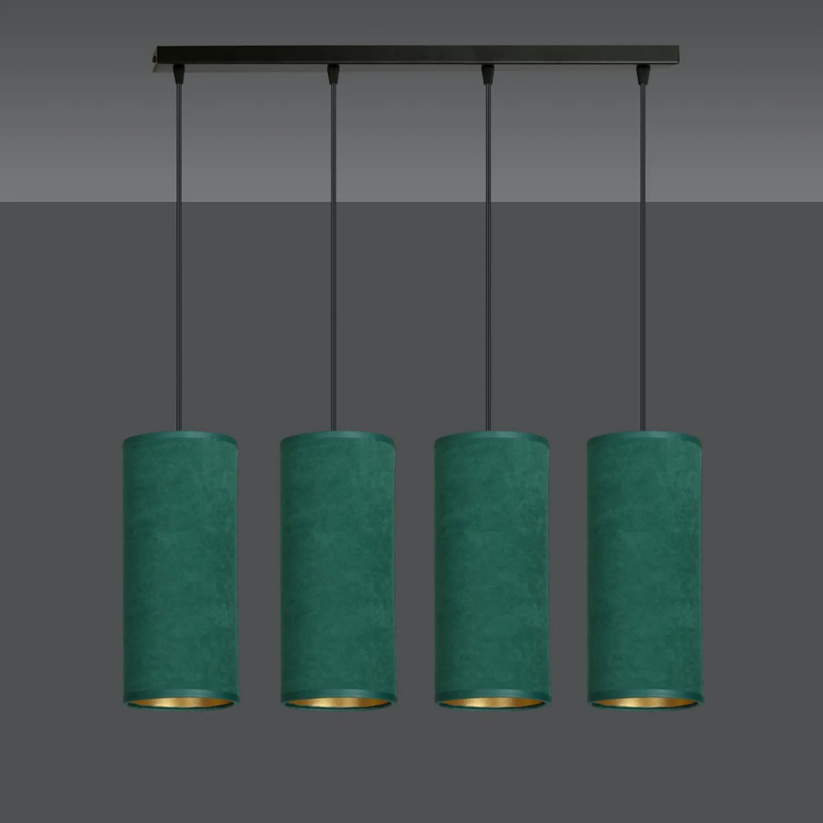 Sklep Kaja Elegancka lampa wisząca z zielonymi abażurami 1058/4 BENTE | Kaja* Żyrandole Z Abażurem