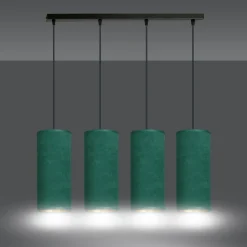 Sklep Kaja Elegancka lampa wisząca z zielonymi abażurami 1058/4 BENTE | Kaja* Żyrandole Z Abażurem
