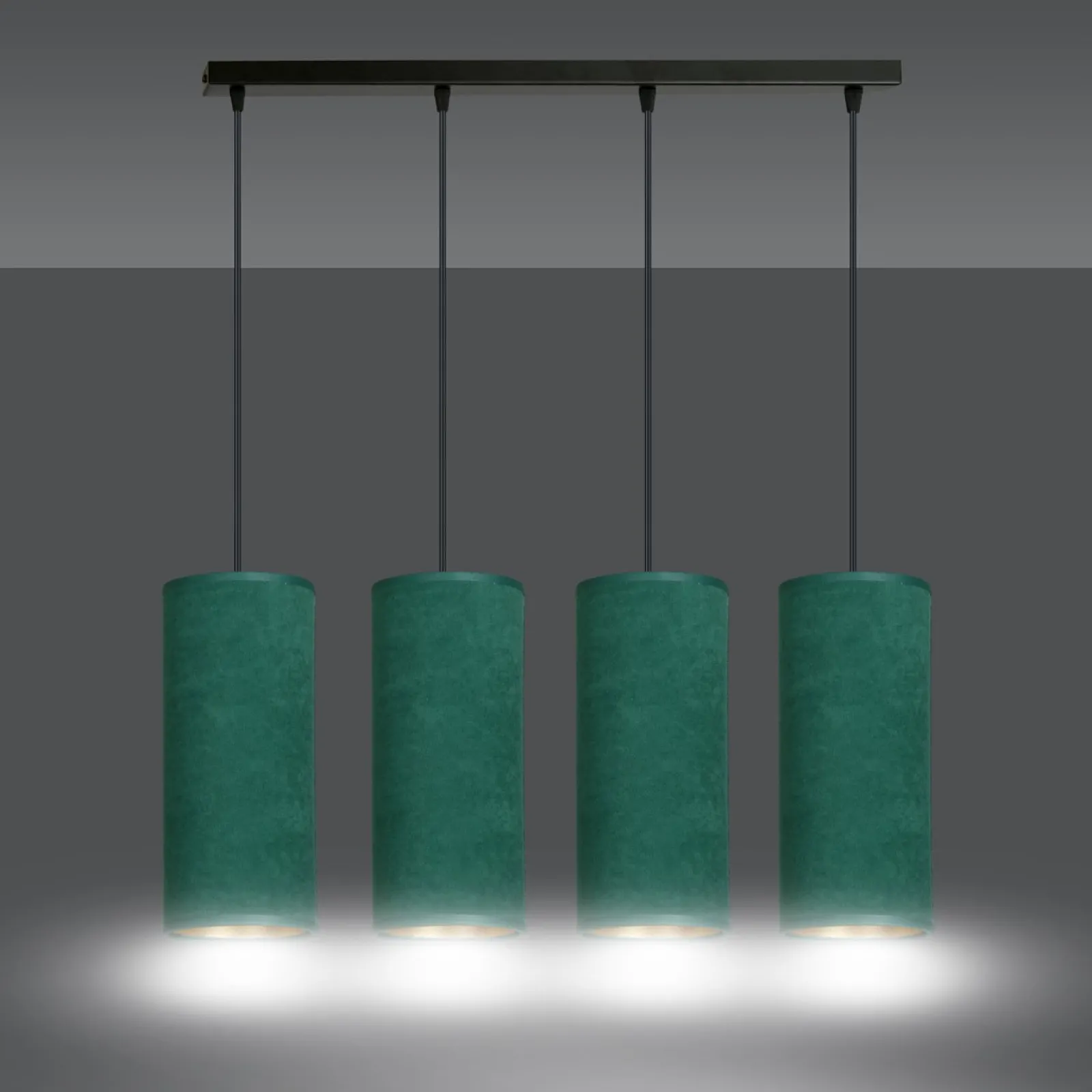 Sklep Kaja Elegancka lampa wisząca z zielonymi abażurami 1058/4 BENTE | Kaja* Żyrandole Z Abażurem
