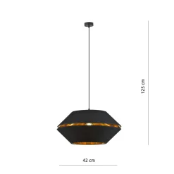 Sklep Kaja Elegancka lampa wisząca z czarno-złotym abażurem 1183/1 z serii PIANO* Żyrandole Z Abażurem
