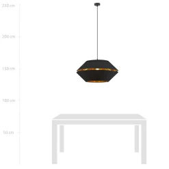 Sklep Kaja Elegancka lampa wisząca z czarno-złotym abażurem 1183/1 z serii PIANO* Żyrandole Z Abażurem