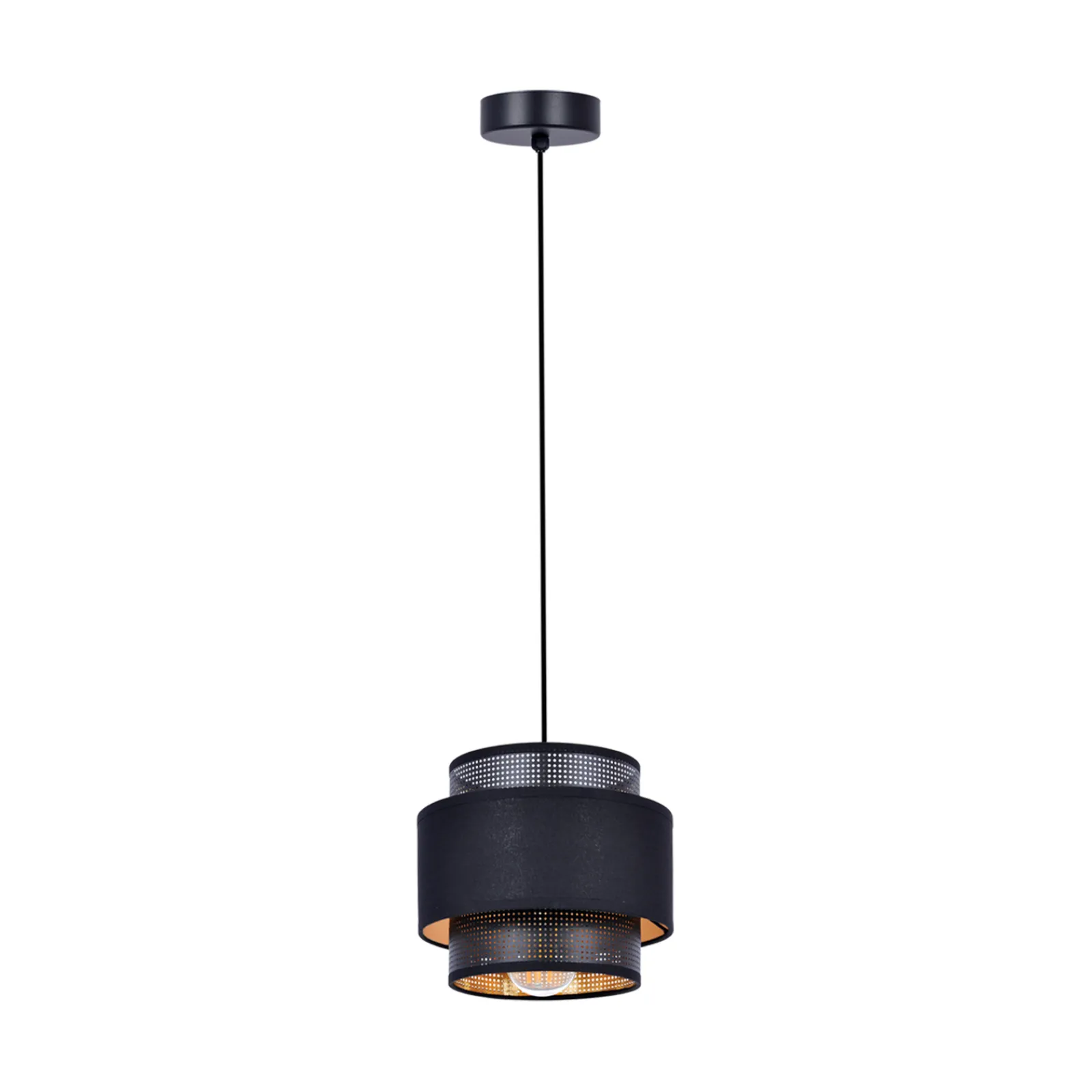 Sklep Kaja Elegancka lampa wisząca z czarno-złotymi abażurami K-5280 z serii AMOS* Żyrandole Z Abażurem|Żyrandole Z Abażurami