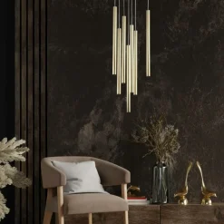 Sklep Kaja Elegancka lampa wisząca ze złotymi tubami LP-894/7P GD z serii LUNGO Flash Sale