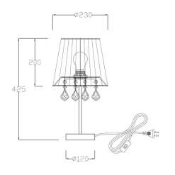 Sklep Kaja Elegancka lampka do sypialni LP-5005/1TS SREBRNA MONA | Kaja* Tradycyjne Lampki Stołowe