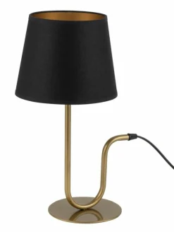 Sklep Kaja Elegancka lampka nocna z czarnym abażurem SIG 50358 VOLUTTO | Kaja* Lampki Stołowe Z Abażurem|Nowoczesne Lampki Stołowe