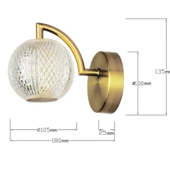 Sklep Kaja Elegancki kinkiet w złotym kolorze LP-2202/1W GD DIAMOND | Kaja* Lampy Led