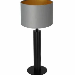 Sklep Kaja Estetyczna lampa nocna, szaro-złoty abażur LX 3665 z serii TABLE LAMPS* Lampki Stołowe Z Abażurem|Tradycyjne Lampki Stołowe