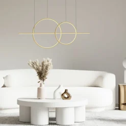 Sklep Kaja Geometryczna, złota, ledowa lampa wisząca MD7358-2A-3GT CHOLET | Kaja Outlet
