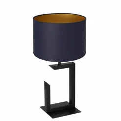 Sklep Kaja Granatowa lampka nocna, czarna podstawka LX 3406 z serii TABLE LAMPS* Lampki Stołowe Z Abażurem|Tradycyjne Lampki Stołowe