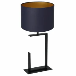 Sklep Kaja Granatowo-złota lampka nocna, na gwint E27 LX 3420 z serii TABLE LAMPS* Lampki Stołowe Z Abażurem|Tradycyjne Lampki Stołowe