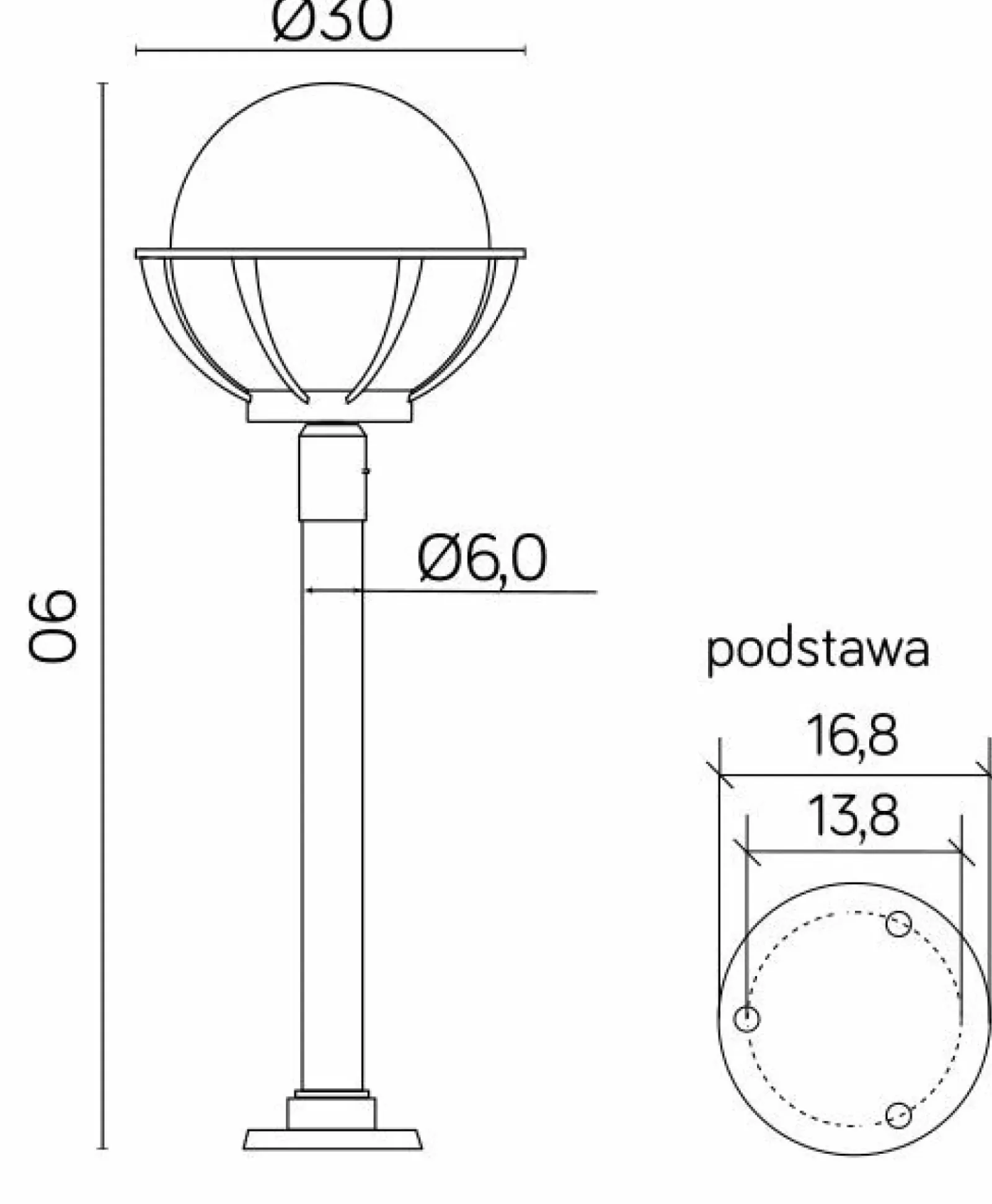 Sklep Kaja Gustowna lampa stojąca z kloszem, gwint E27 K 5002/2/KPO 250* Lampy Ogrodowe Stojące