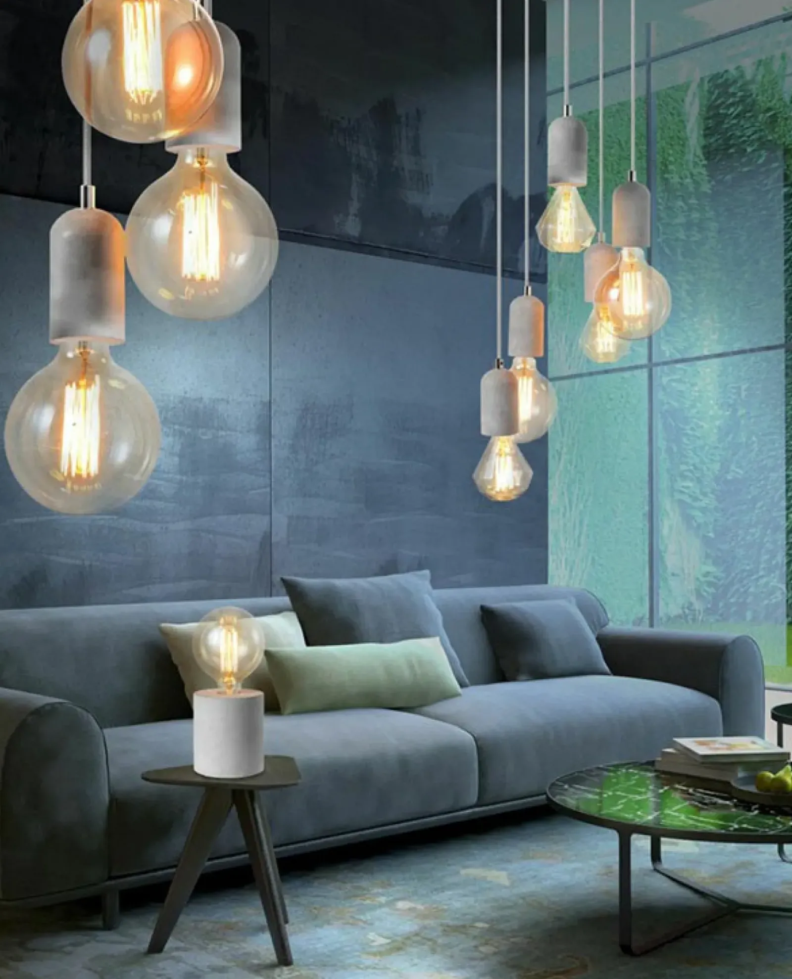 Sklep Kaja Industrialna, betonowa lampa wisząca do salonu AZ2386 VOLTA | Kaja szary Fashion
