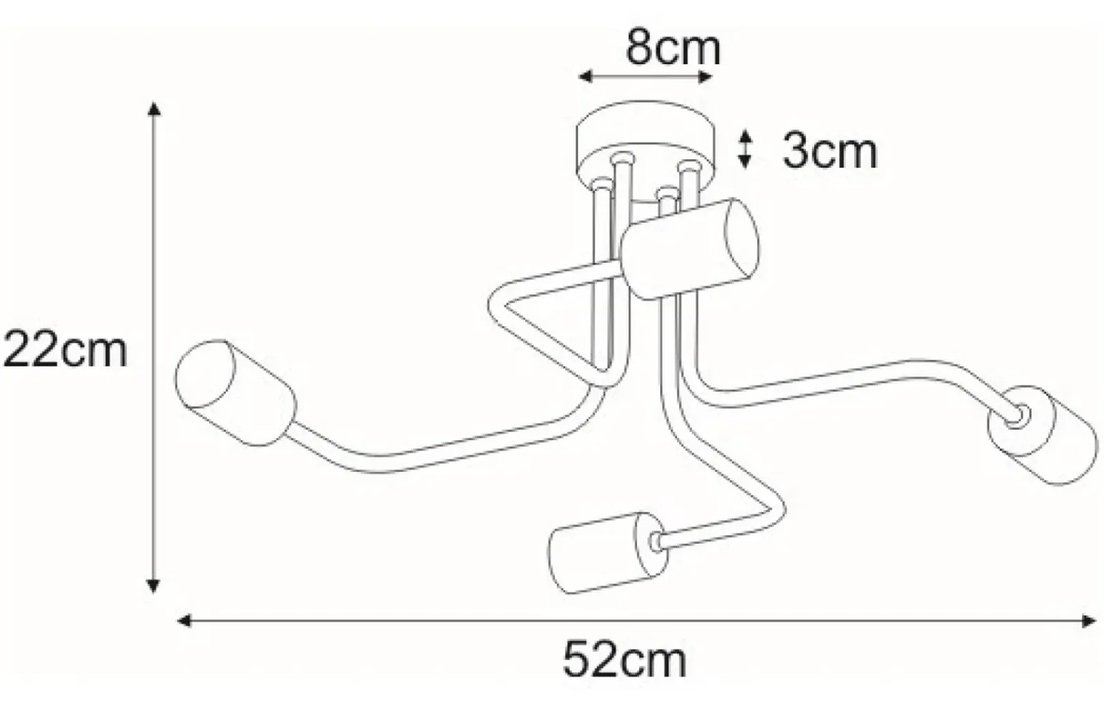 Sklep Kaja Industrialna lampa sufitowa bez kloszy K-3892 SKADI | Kaja Oświetlenie czarny Discount