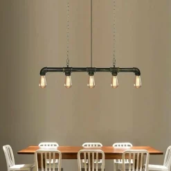 Sklep Kaja Industrialna lampa wisząca nad stół ABR-LLRR-5XE27 TUBO RETRO | Kaja ciemnamiedź Best Sale