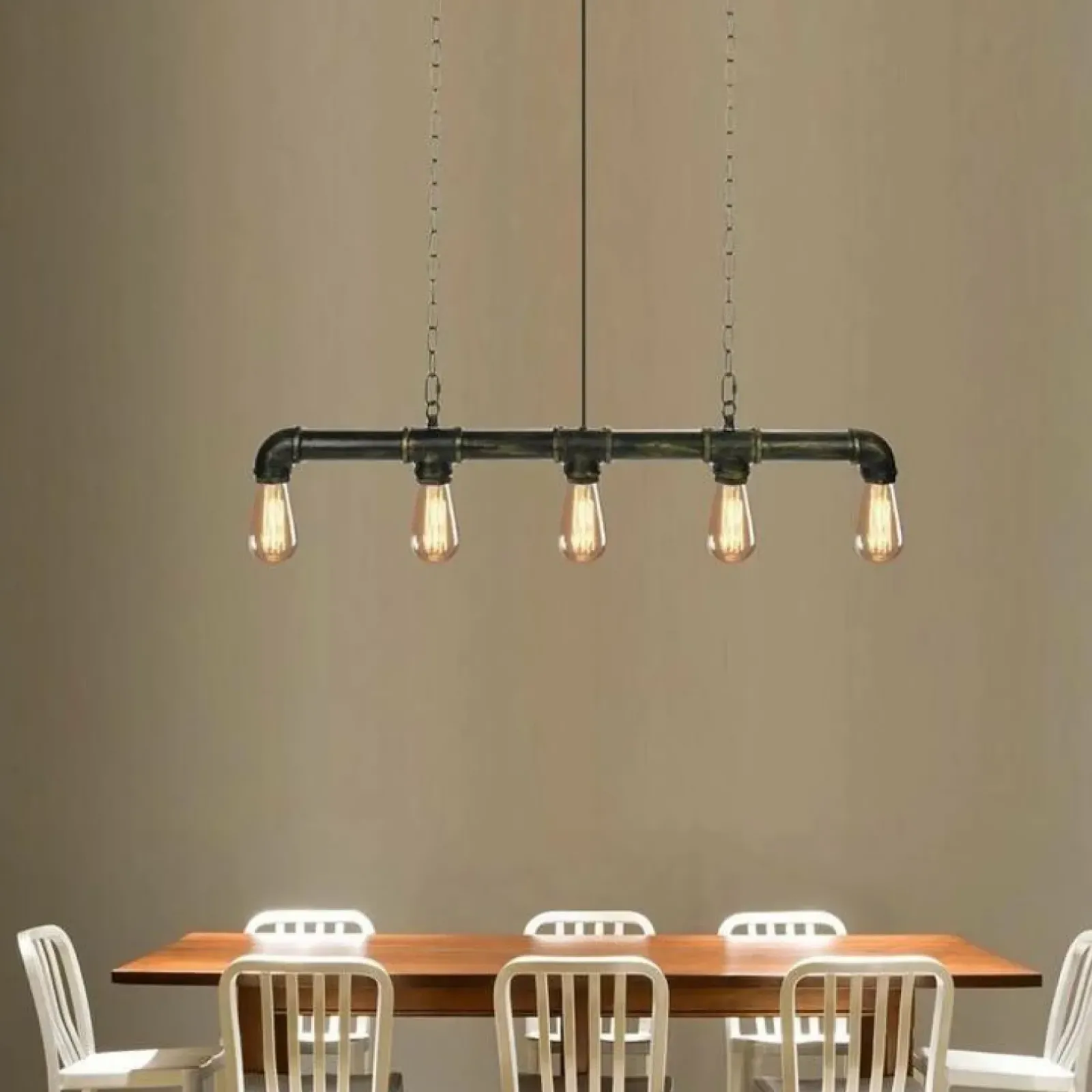 Sklep Kaja Industrialna lampa wisząca nad stół ABR-LLRR-5XE27 TUBO RETRO | Kaja ciemnamiedź Best Sale