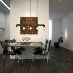 Sklep Kaja Industrialna lampa wisząca nad stół ABR-LLRR-5XE27 TUBO RETRO | Kaja ciemnamiedź Best Sale