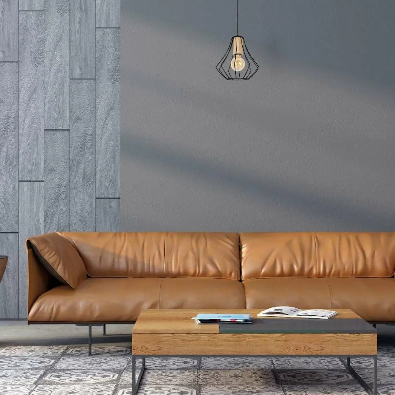 Sklep Kaja Industrialna lampa wisząca z drewnem MLP4188 WILL | Kaja Oświetlenie Sale