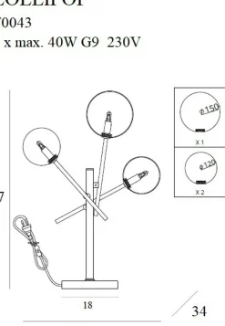 Sklep Kaja Industrialna, potrójna lampka stołowa MX T0043 LOLLIPOP | Kaja* Nowoczesne Lampki Stołowe