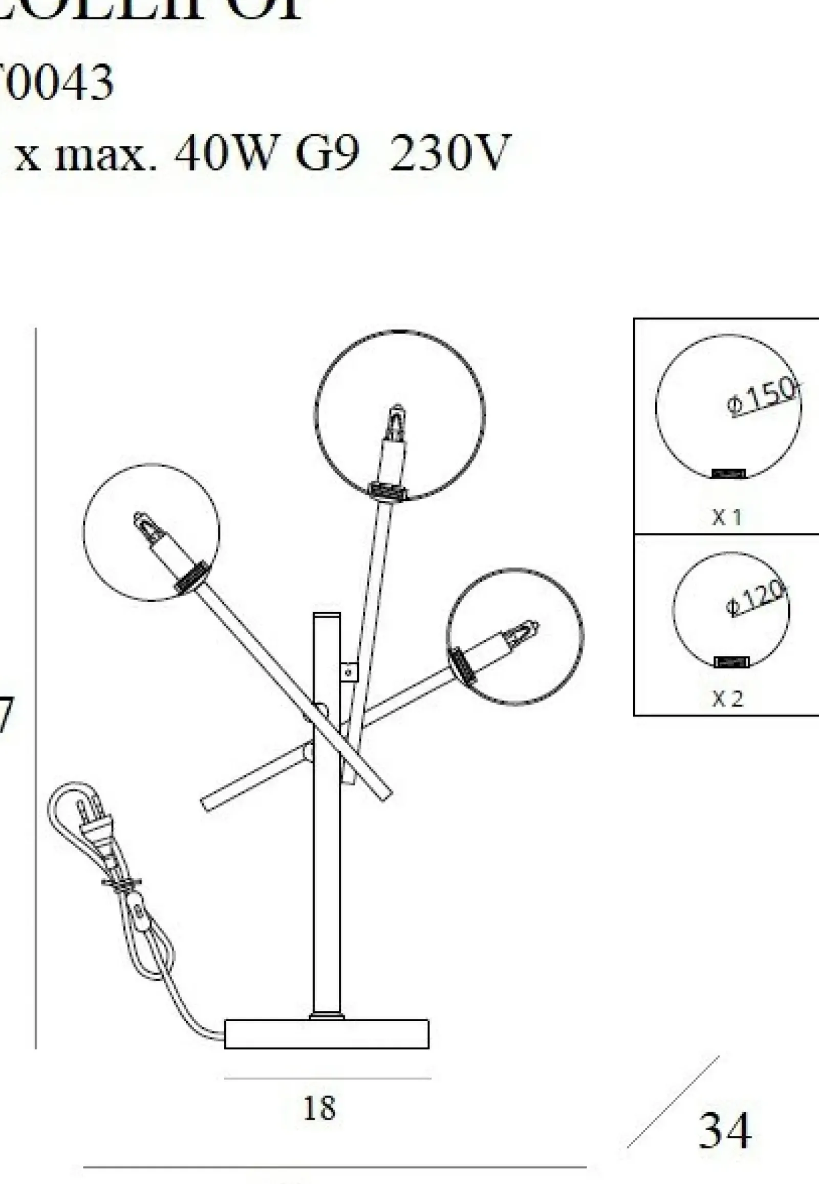 Sklep Kaja Industrialna, potrójna lampka stołowa MX T0043 LOLLIPOP | Kaja* Nowoczesne Lampki Stołowe