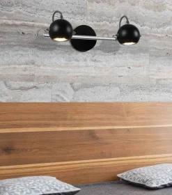 Sklep Kaja Industrialny kinkiet do łazienki K-8002/2 BK SALVA BLACK | Kaja* Kinkiety Tradycyjne|Reflektory Sufitowe Podłużne - Na Listwie