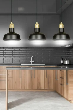Sklep Kaja Industrialny zwis ze złotymi dodatkami 1042/3 IBOR | Kaja Oświetlenie czarny Outlet