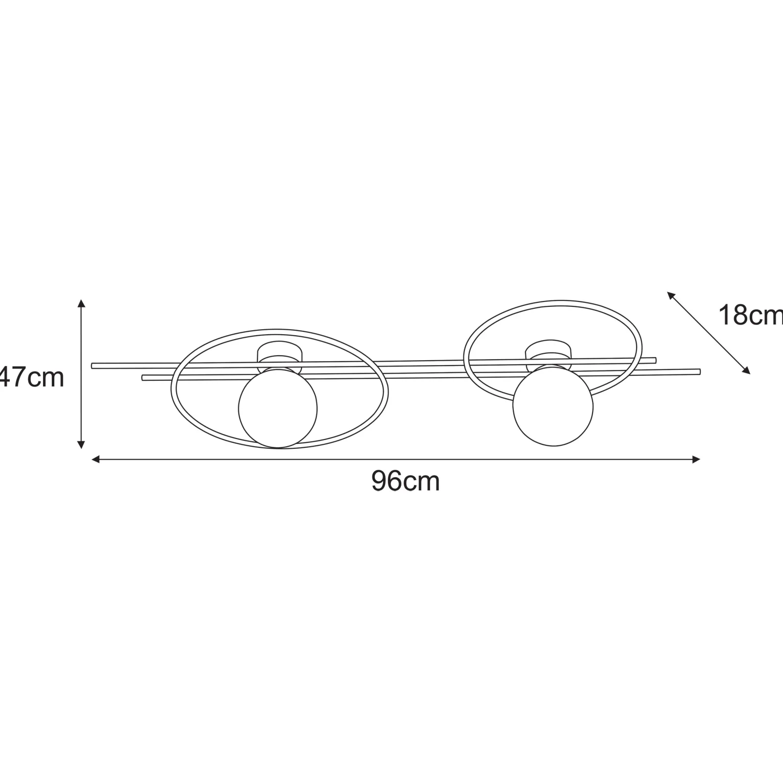 Sklep Kaja Kinkiet dwoma okręgami i kloszami o średnicy 14cm K-5347 z serii CORSA* Kinkiety Tradycyjne|Kinkiety Ze Szklanym Kloszem