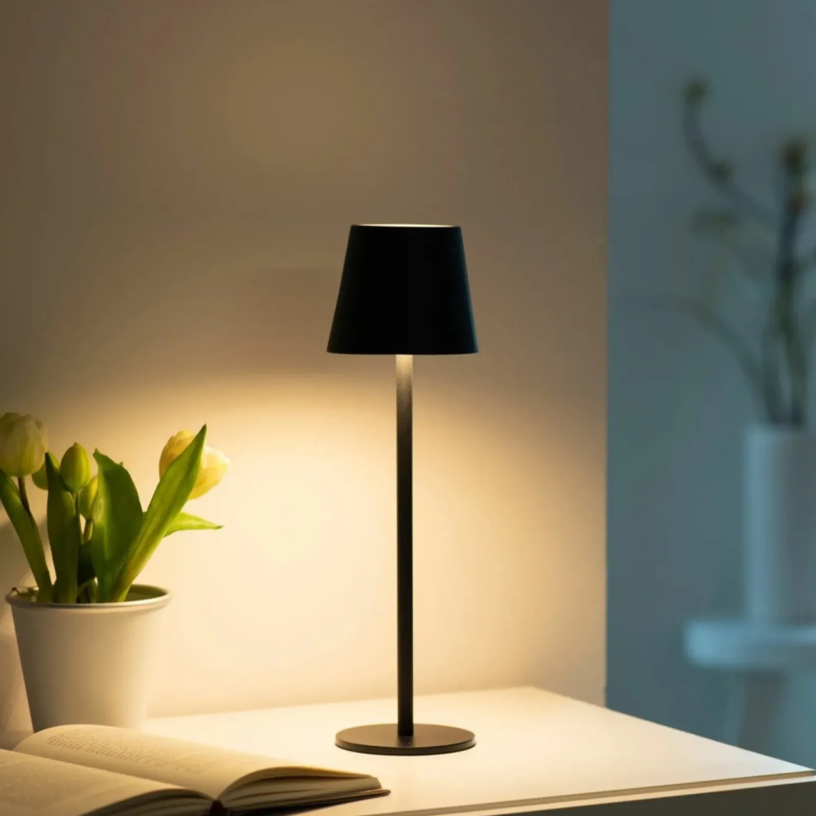 Sklep Kaja Klasyczna, czarna lampka stołowa LED 19250-18 EURIA | Kaja Oświetlenie* Lampki Biurkowe|Lampy Led