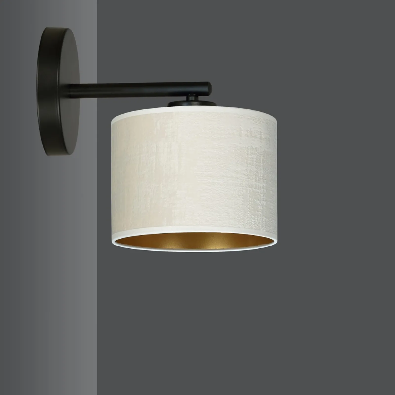 Sklep Kaja Klasyczna lampa ścienna z biało-złotym abażurem 1052/K1 HILDE | Kaja* Kinkiety Tradycyjne