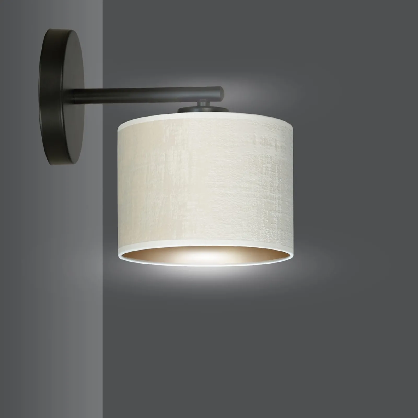 Sklep Kaja Klasyczna lampa ścienna z biało-złotym abażurem 1052/K1 HILDE | Kaja* Kinkiety Tradycyjne