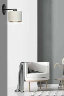 Sklep Kaja Klasyczna lampa ścienna z biało-złotym abażurem 1052/K1 HILDE | Kaja* Kinkiety Tradycyjne