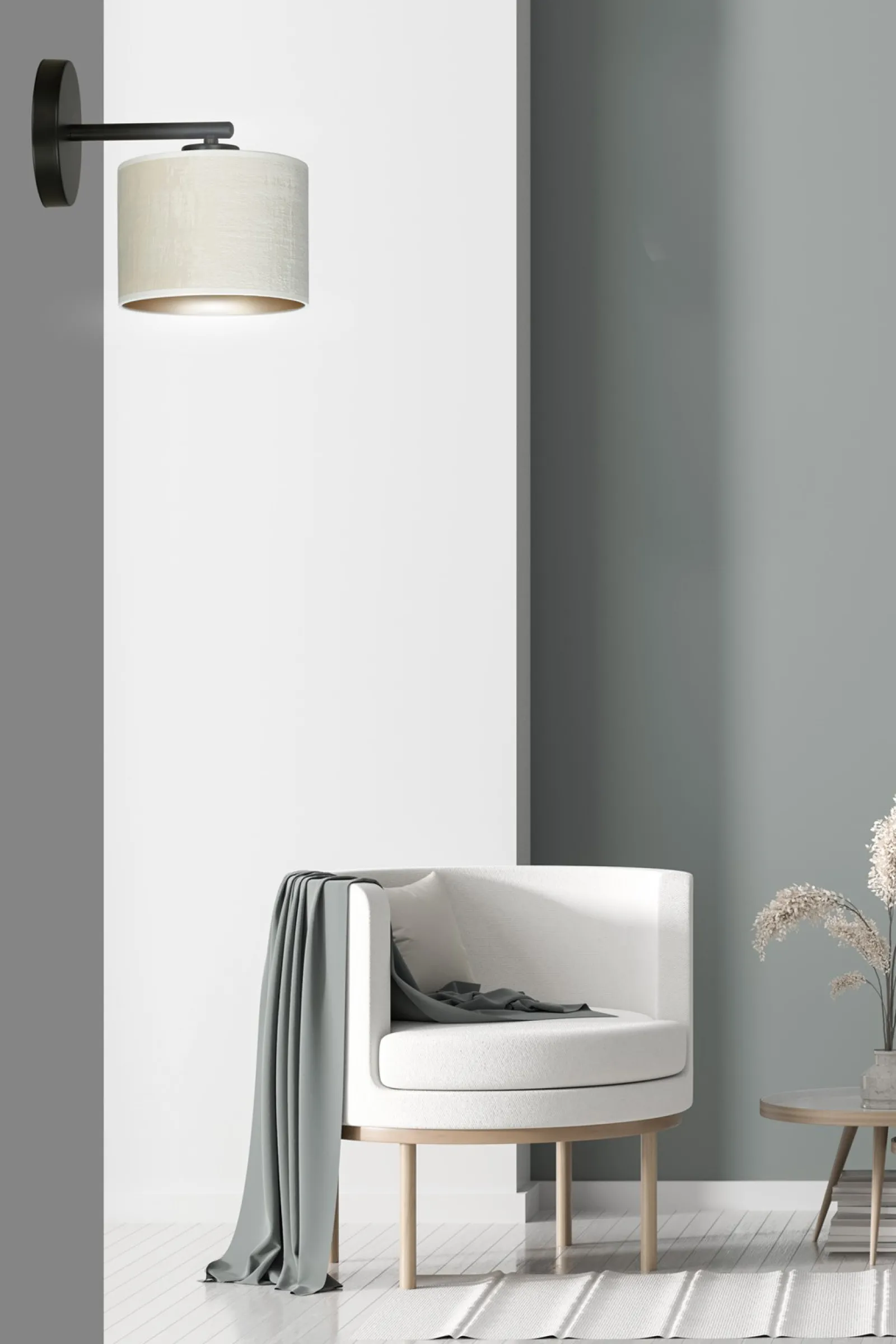Sklep Kaja Klasyczna lampa ścienna z biało-złotym abażurem 1052/K1 HILDE | Kaja* Kinkiety Tradycyjne