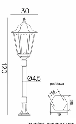 Sklep Kaja Klasyczna lampa ogrodowa, duży gwint K 5002/2/BD 45 z serii RETRO MAXI | Kaja Oś* Lampy Ogrodowe Stojące