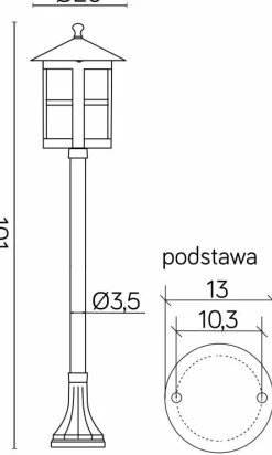 Sklep Kaja Klasyczna lampa ogrodowa o wysokości metra K 5002/2/TD z serii CORDOBA | Kaja Oś* Lampy Ogrodowe Stojące