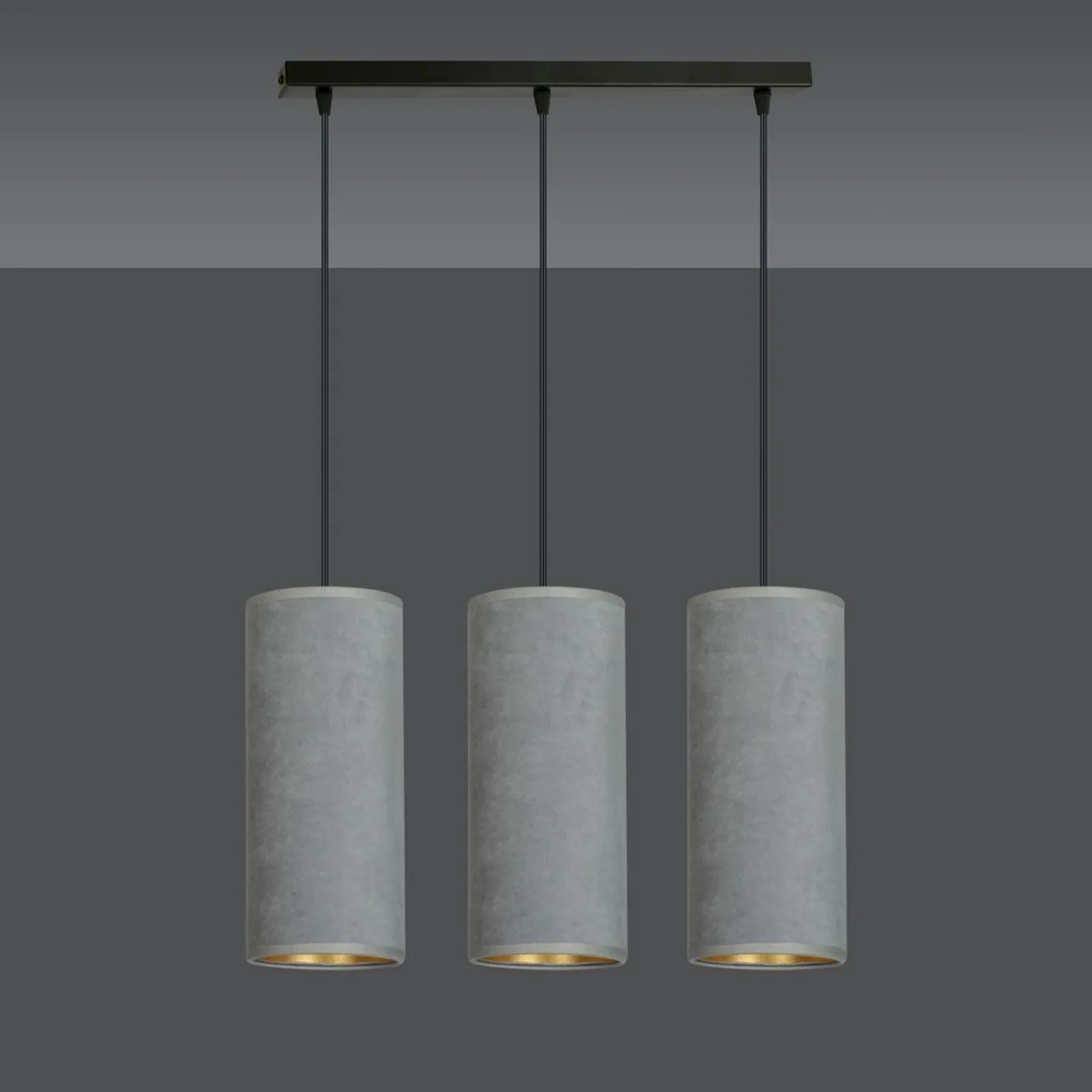 Sklep Kaja Klasyczna lampa wisząca z szarymi abażurami 1060/3 BENTE | Kaja* Żyrandole Z Abażurem