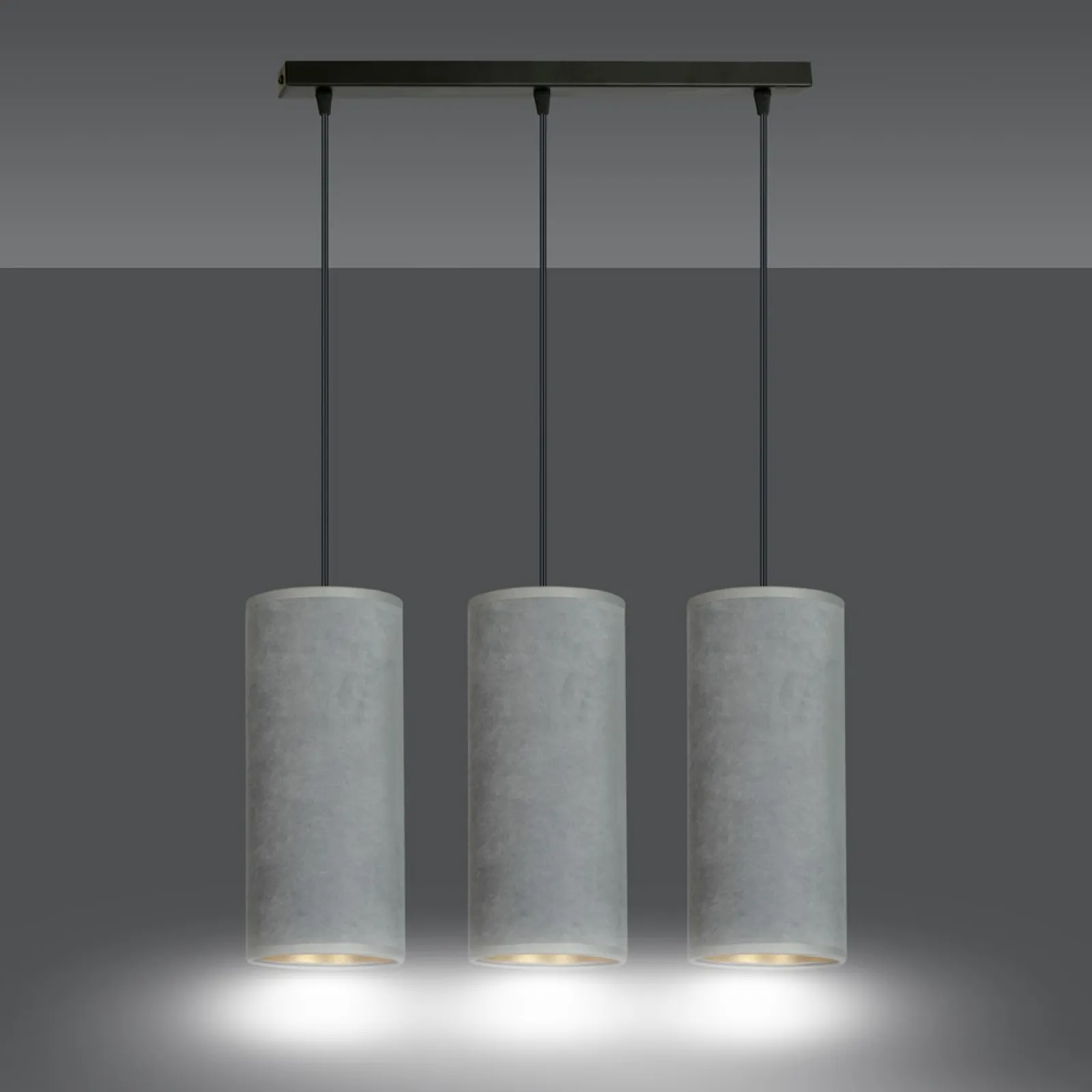 Sklep Kaja Klasyczna lampa wisząca z szarymi abażurami 1060/3 BENTE | Kaja* Żyrandole Z Abażurem