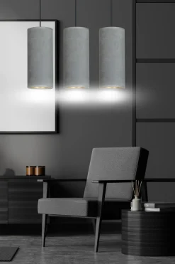 Sklep Kaja Klasyczna lampa wisząca z szarymi abażurami 1060/3 BENTE | Kaja* Żyrandole Z Abażurem